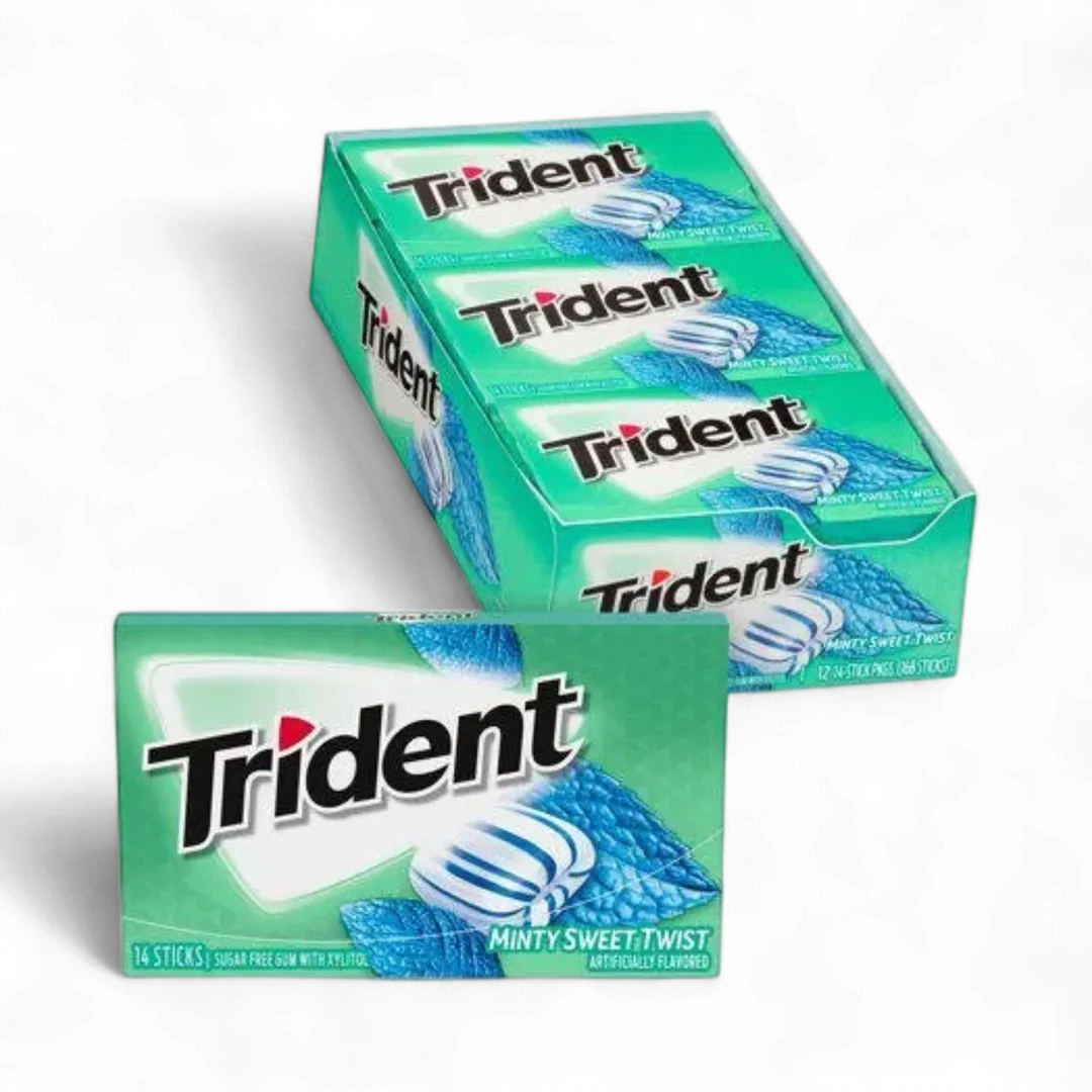 Trident Mint Sweet Twist Sugar Free Gum 12 Count 14 Pieces Each Tray