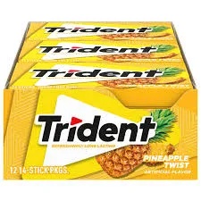 Trident Pineapple Twist Sugar Free Gum 12 Count 14 Pieces Each Tray
