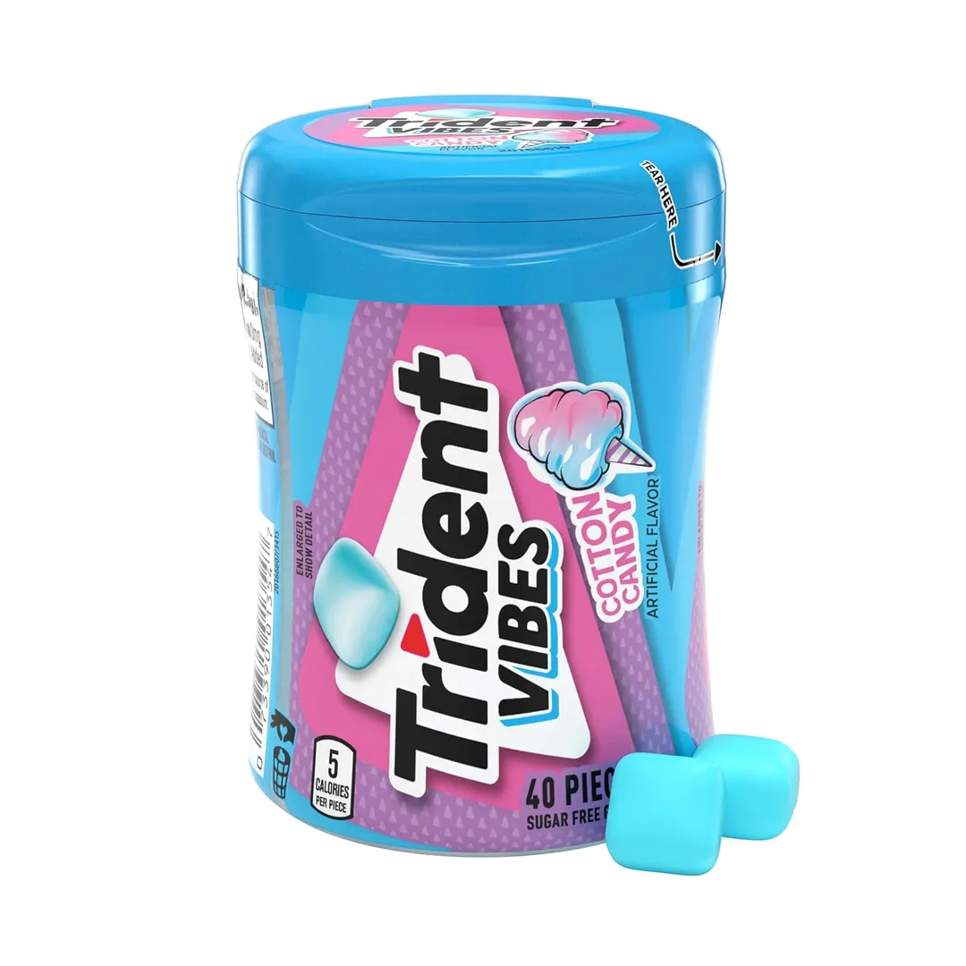 Trident Vibes Cotton Candy Gum 40ct Bottle 4 Pack