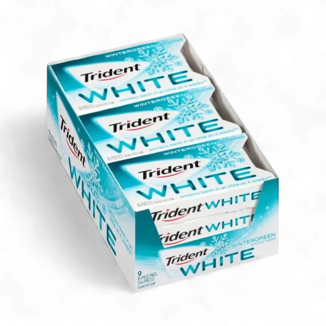 Trident White Gum Wintergreen Sugar Free 9 Count 16 Pieces Each