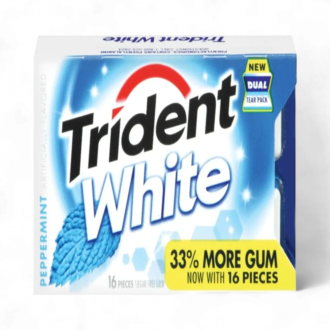 Trident White Peppermint Sugar Free Gum 9 Count 16 Piece Package