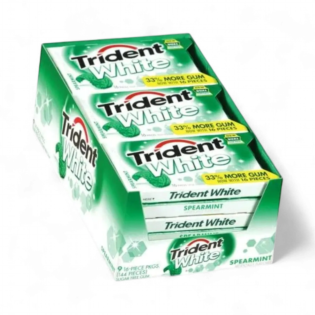 Trident White Sugar-Free Spearmint Gum 9 Count 16 Pieces Each