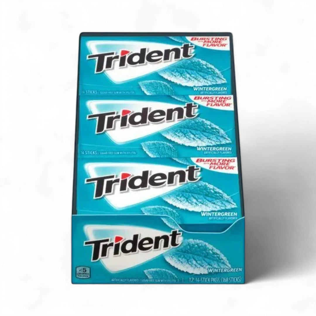 Trident Wintergreen Sugar Free Gum 12 Count 14 Pieces Each Tray