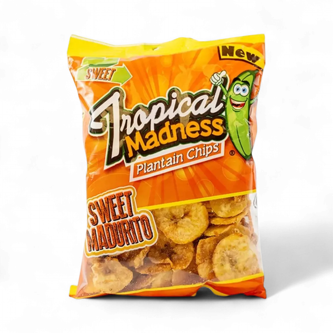 Tropical Madness Plantain Chips Sweet Madurito 3 oz Peg bag 12 ct