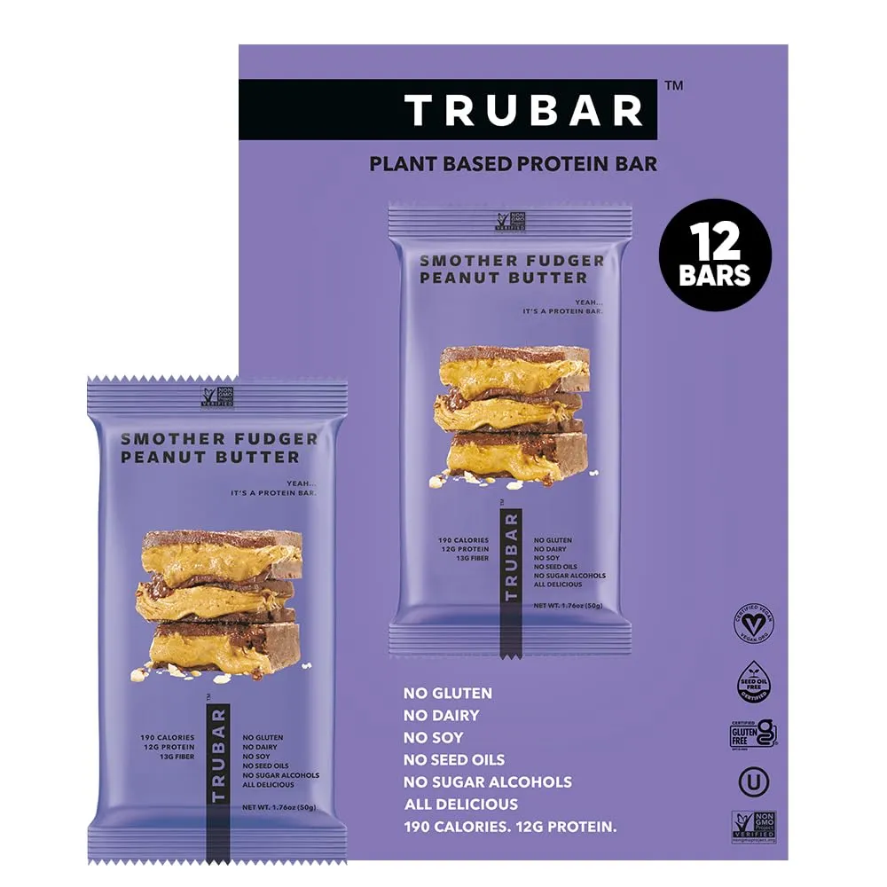TRUBAR Protein Bar Smother Fudger Peanut Butter 1.76oz 12ct