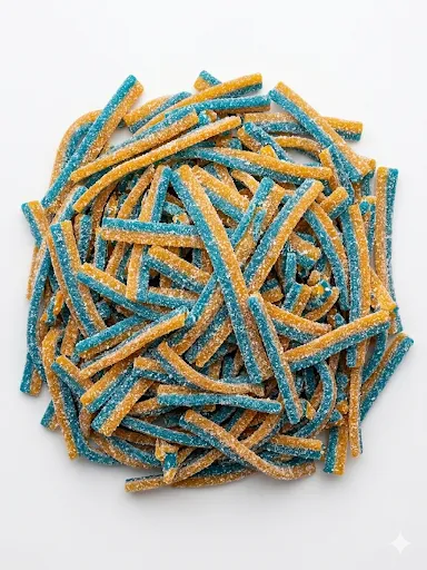 Turkish Import Mandarin Raspberry Lace Spaghetti Gummy Candy 2.2 lb