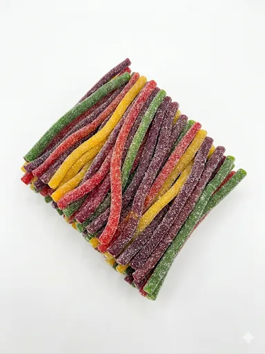 Turkish Import Rainbow Mixed Fruit Fizzy Sour Gummy Sticks 2.1 lbs