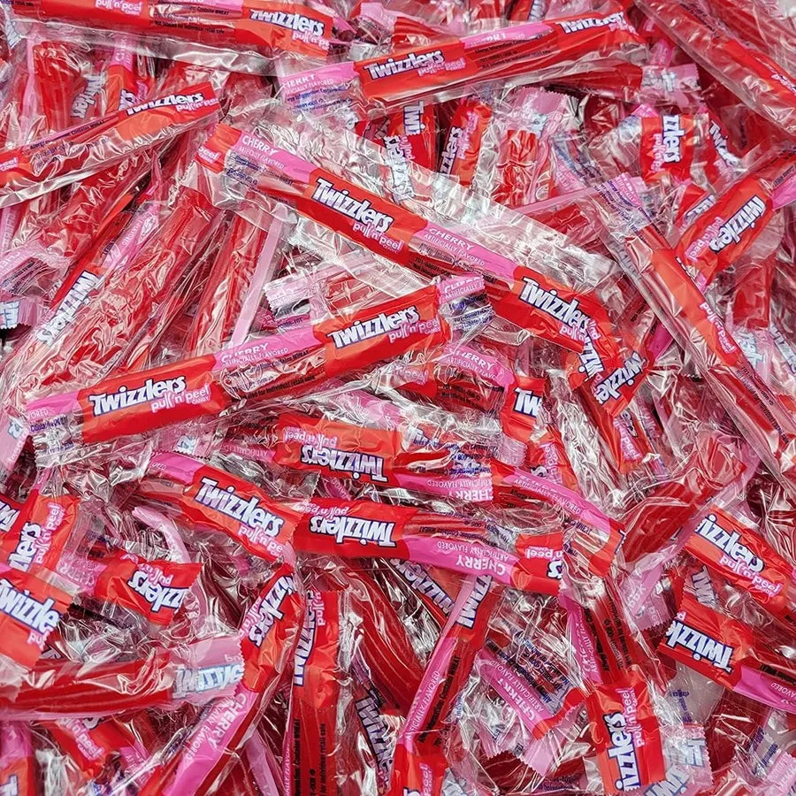 Twizzlers Pull & Peel Cherry Licorice Candy Mini 4.5" Wrapped 5lb