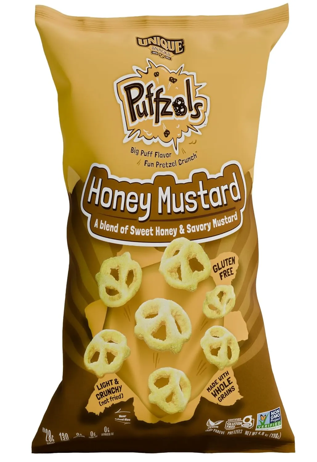 Unique Snacks Honey Mustard Puffzels Pretzel Puffs 4.8 oz 6 ct