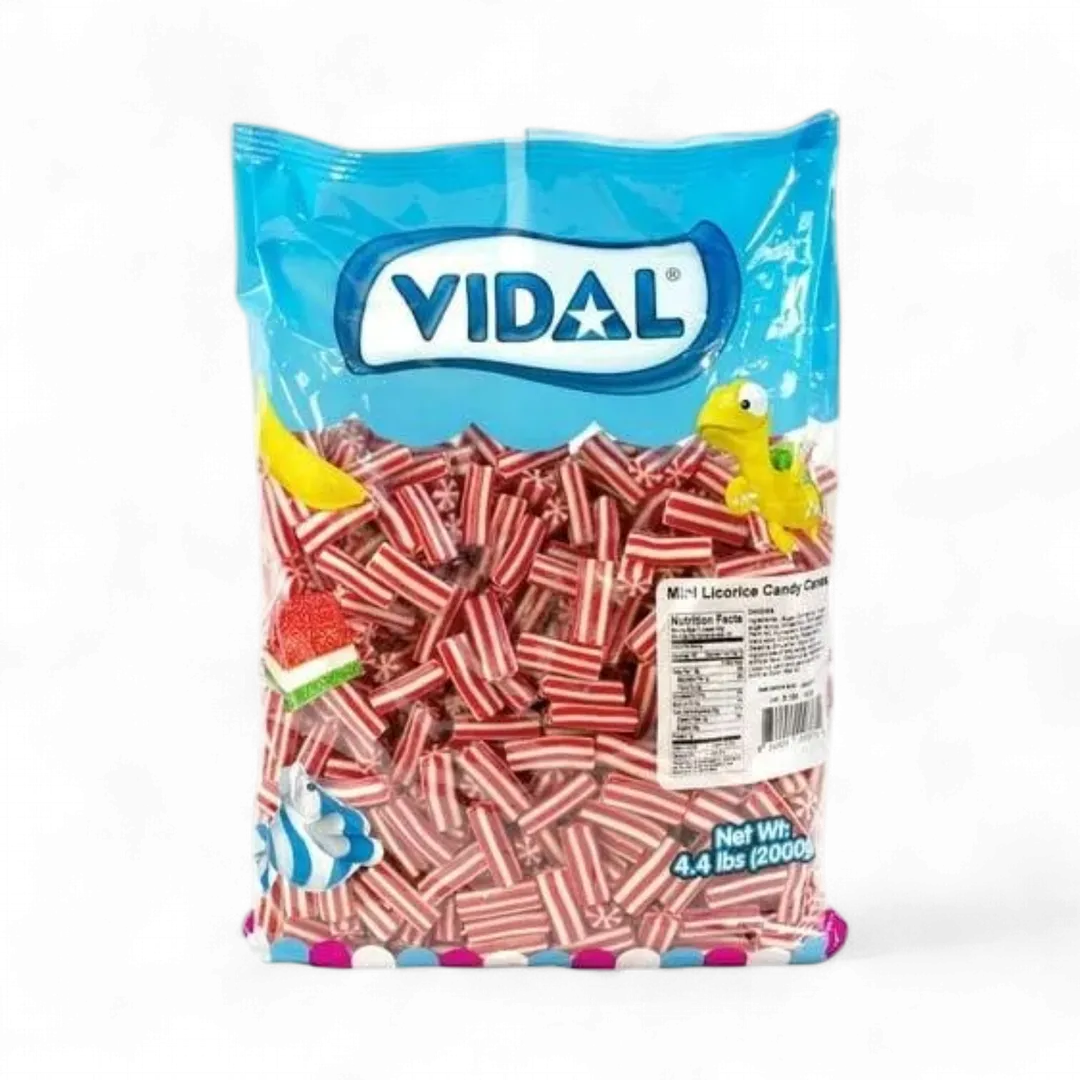 Vidal Mini Licorice Candy Cane Gummies 4.4 Pound Bag