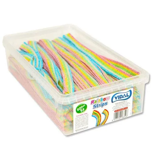 Vidal Sour Rainbow Strawberry Belts 2.9 lb 200 ct Tub