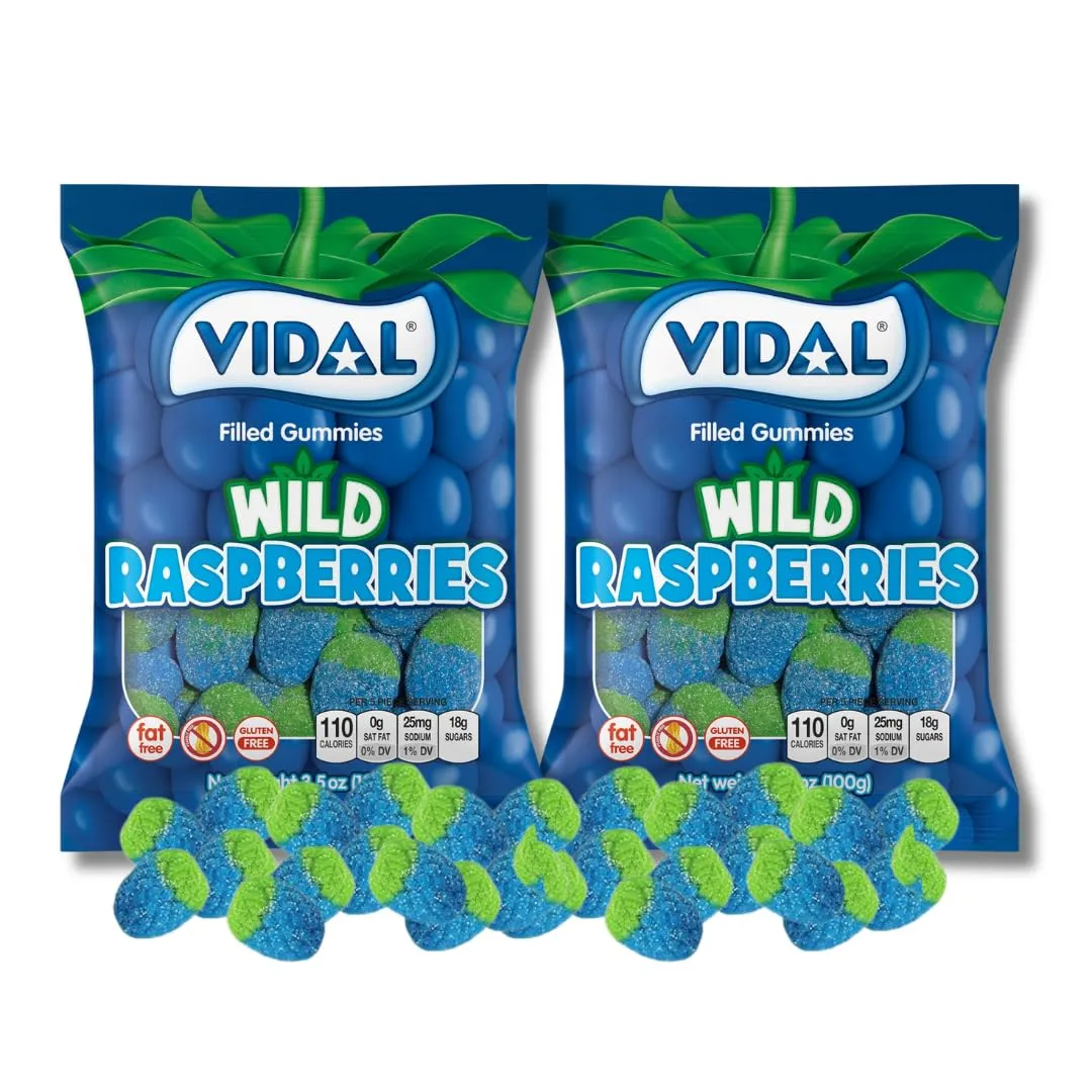 Vidal Wild Raspberries Filled Sour Gummy Peg Bag 3.5 oz 12 ct