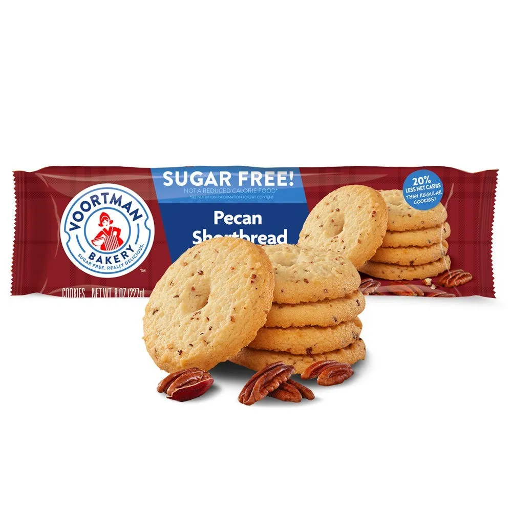 Voortman Sugar Free Pecan Shortbread Cookies 8 oz 6 Pack