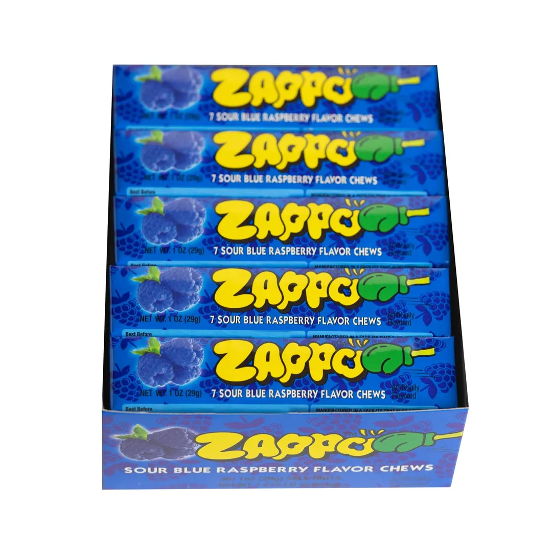 Zappo Sour Blue Raspberry Fruit Chews 1 oz 30ct