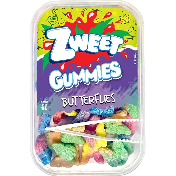 Zweet Gummy Butterflies 10 oz 6 ct Tubs 3.75 lb Total