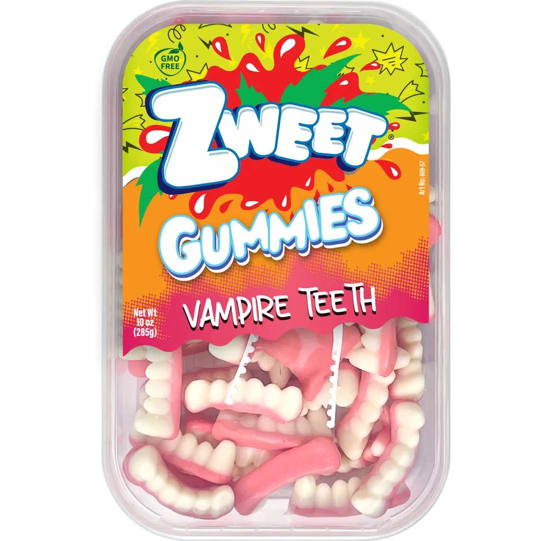 Zweet Gummy Vampire Teeth with Tongs 10 oz 6 ct Halloween