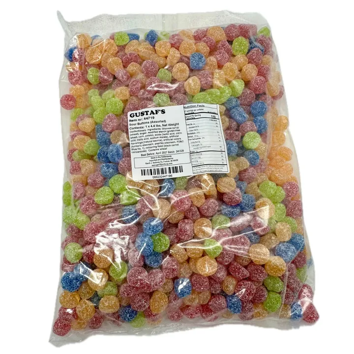 Gustaf Assorted Color Rainbow Sour Button 4.4 lb