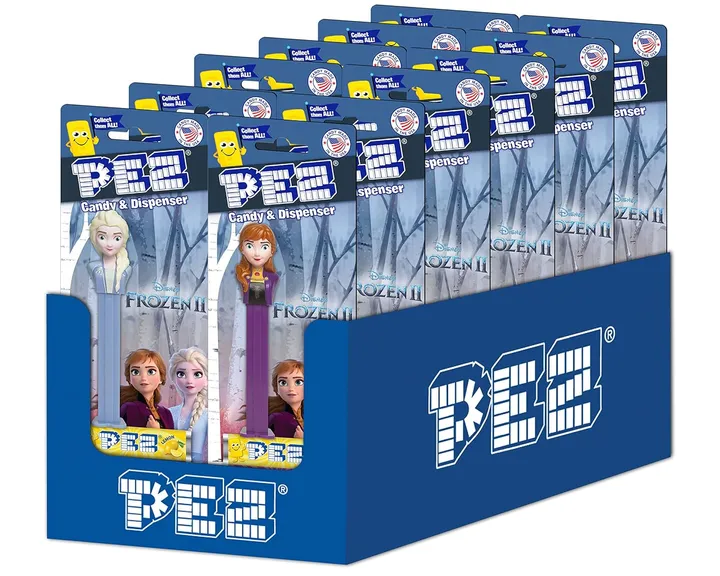 Pez Frozen Candy & Dispenser Assorted Blister Pack Tray 12 ct