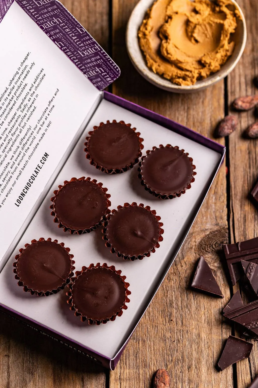 70% Dark Chocolate Peanut Butter Cups (6-Piece Box)