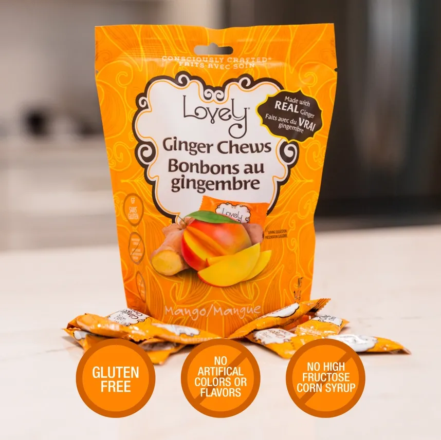 Bulk Mango Ginger Chews Candy - 10 lb, Gluten Free, Vegan