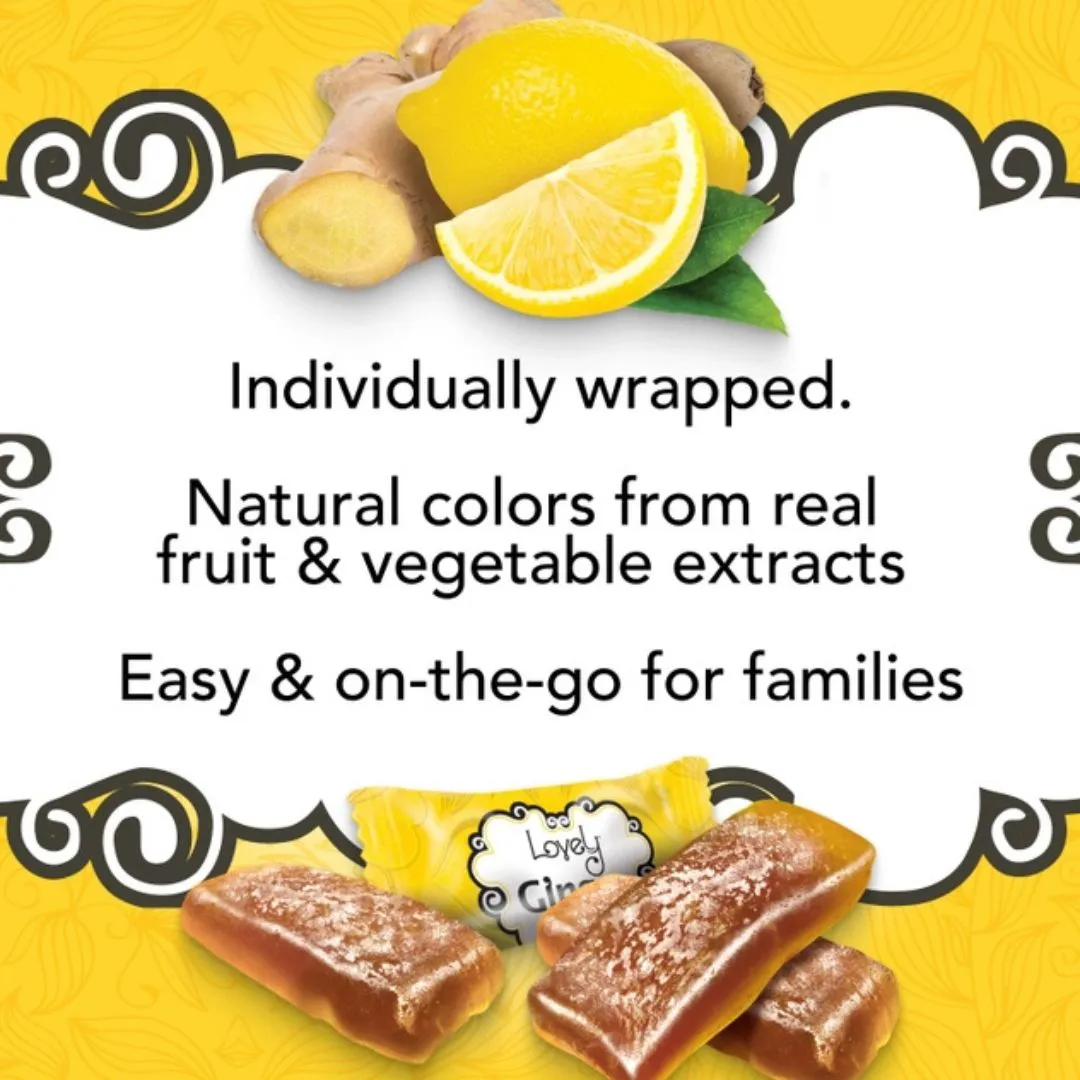 Lemon Ginger Chews Candy - Gluten Free, Vegan, Non-Gmo(5oz)