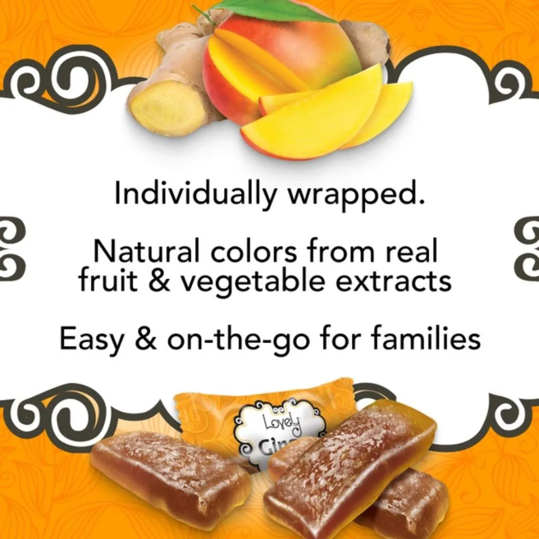 Mango Ginger Chews Candy - Gluten Free, Vegan, Non-Gmo (5oz)