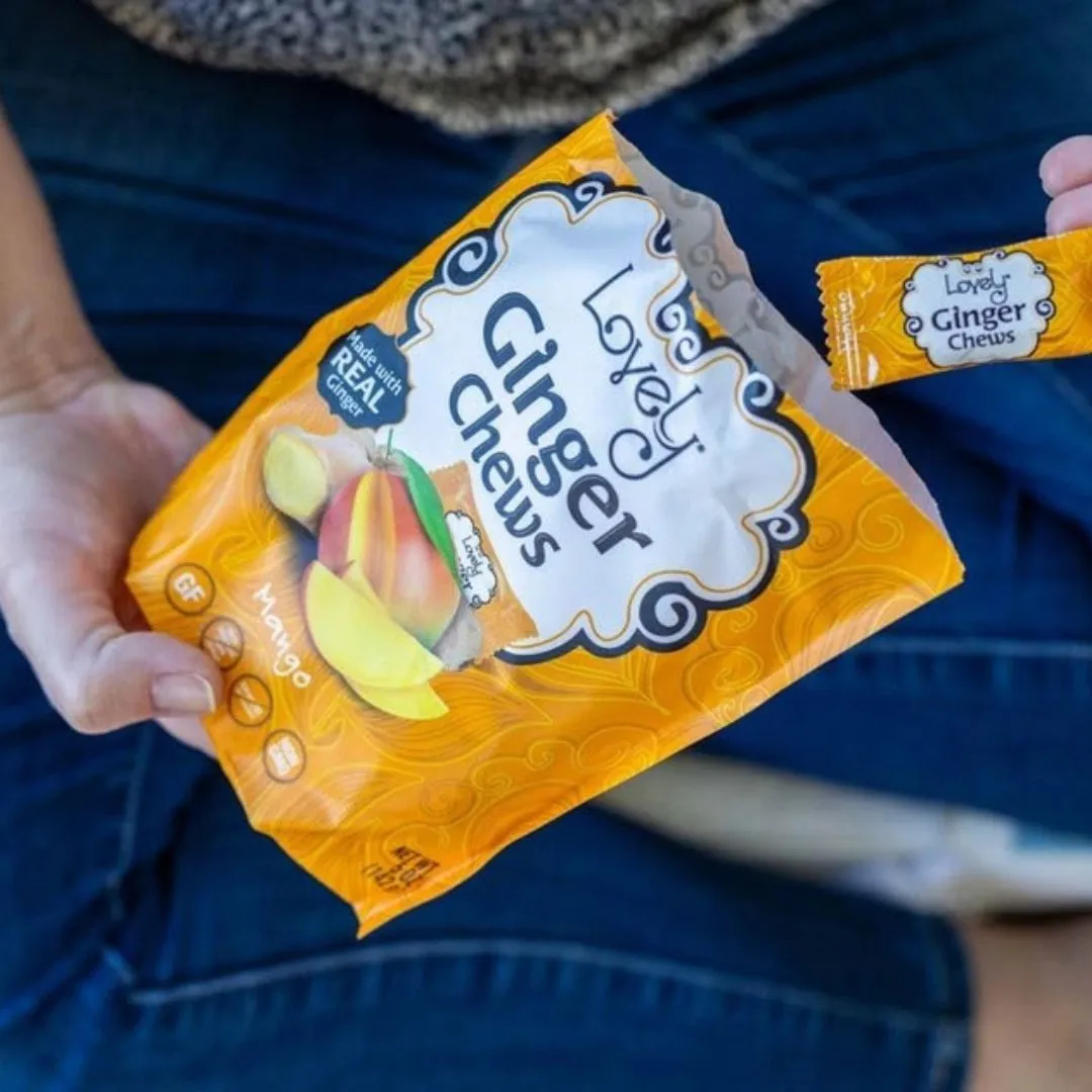 Mango Ginger Chews Candy - Gluten Free, Vegan, Non-Gmo (5oz)