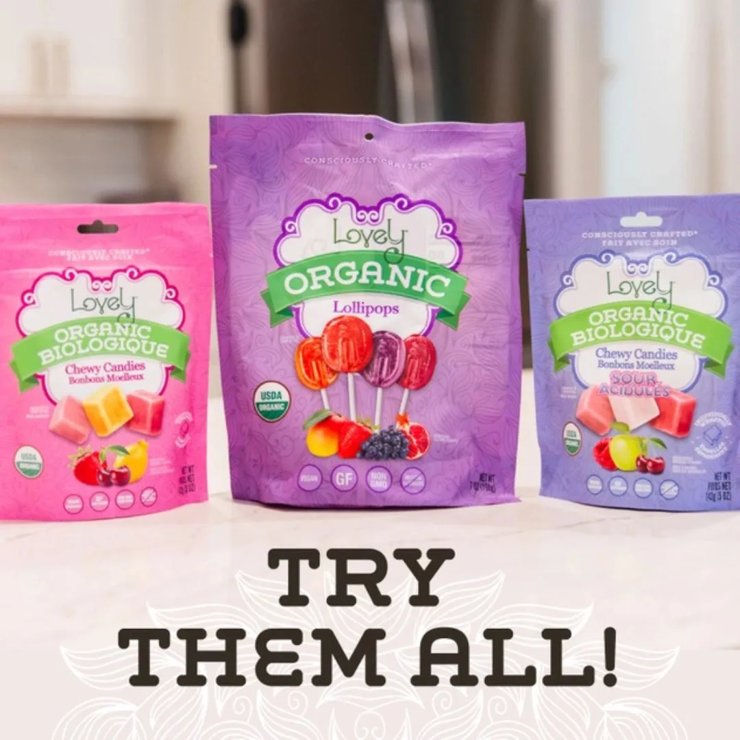 Organic Lollipops - Natural Candy, Gluten Free, No Dyes