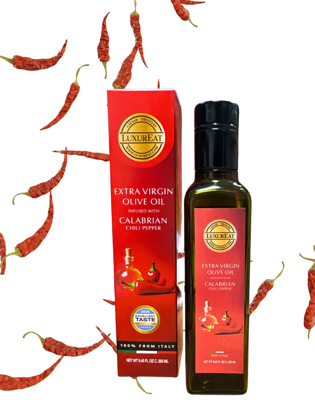 Extra virgin olive oil infused with Calabrian Chili pepper