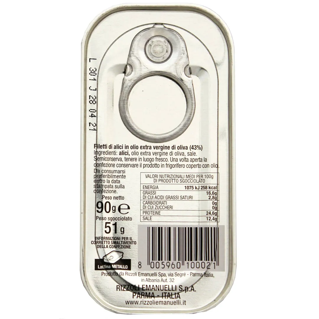 Anchovy Fillets in Extra Virgin Olive Oil-tin - 3.17oz(90gm)