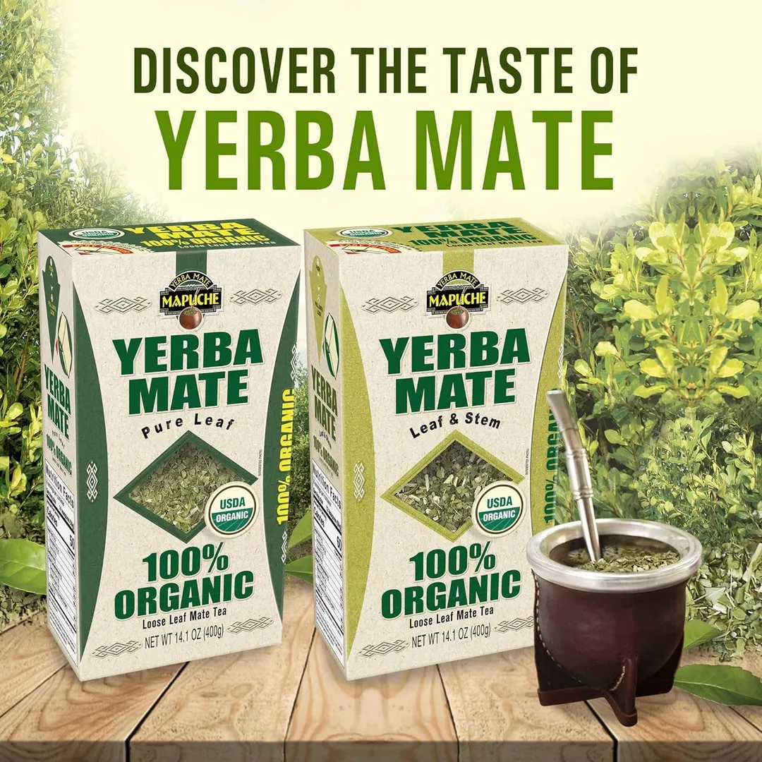 Leaf & Stem 100% Organic Yerba Mate (USDA NOP Certified) - 14.1oz (400g) - Case of 10