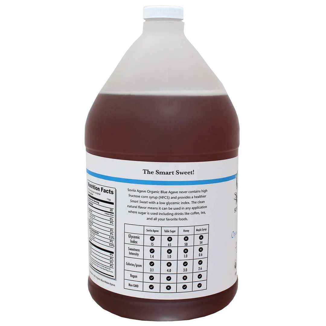Organic Blue Agave Nectar (Gallon) - 128oz (3.6Liter)