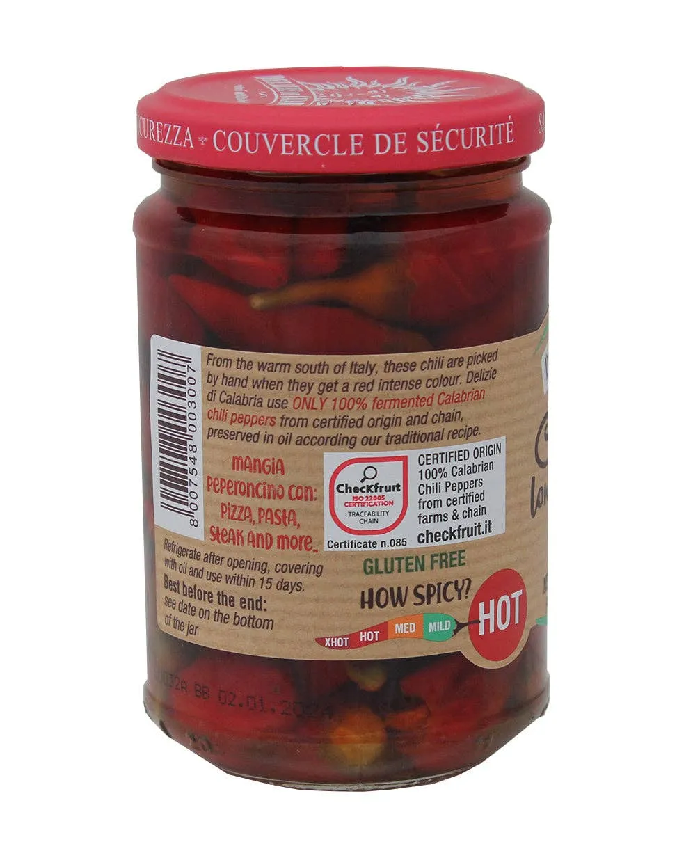Whole Calabrian Long Peppers in oil - 9.87oz (280gm)