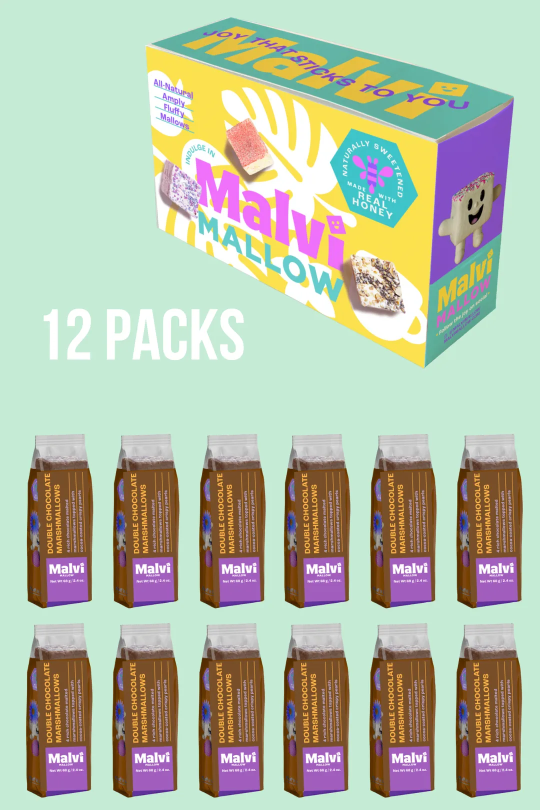 Double Chocolate 4-Pack Marshmallows, Case of 12 Packs