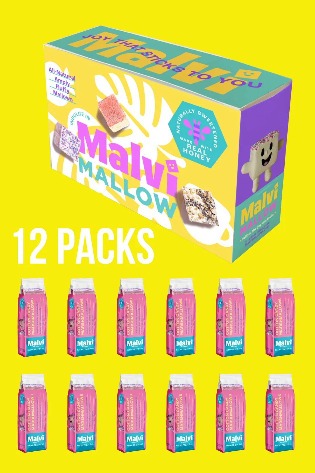 Cotton Candy 4-Pack Marshmallows, Case of 12 Packs