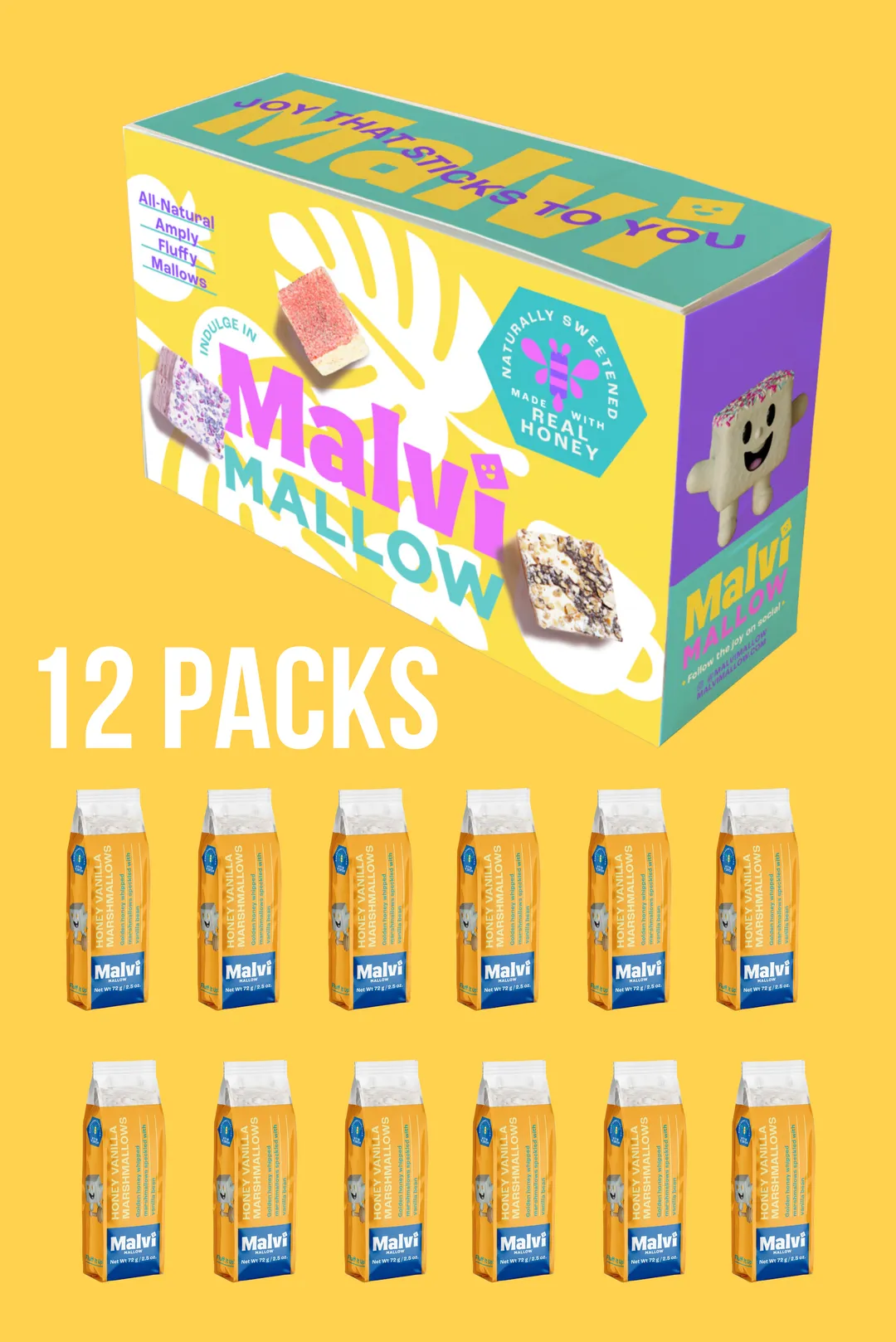 Honey Vanilla 4-Pack Marshmallows, Case of 12 Packs