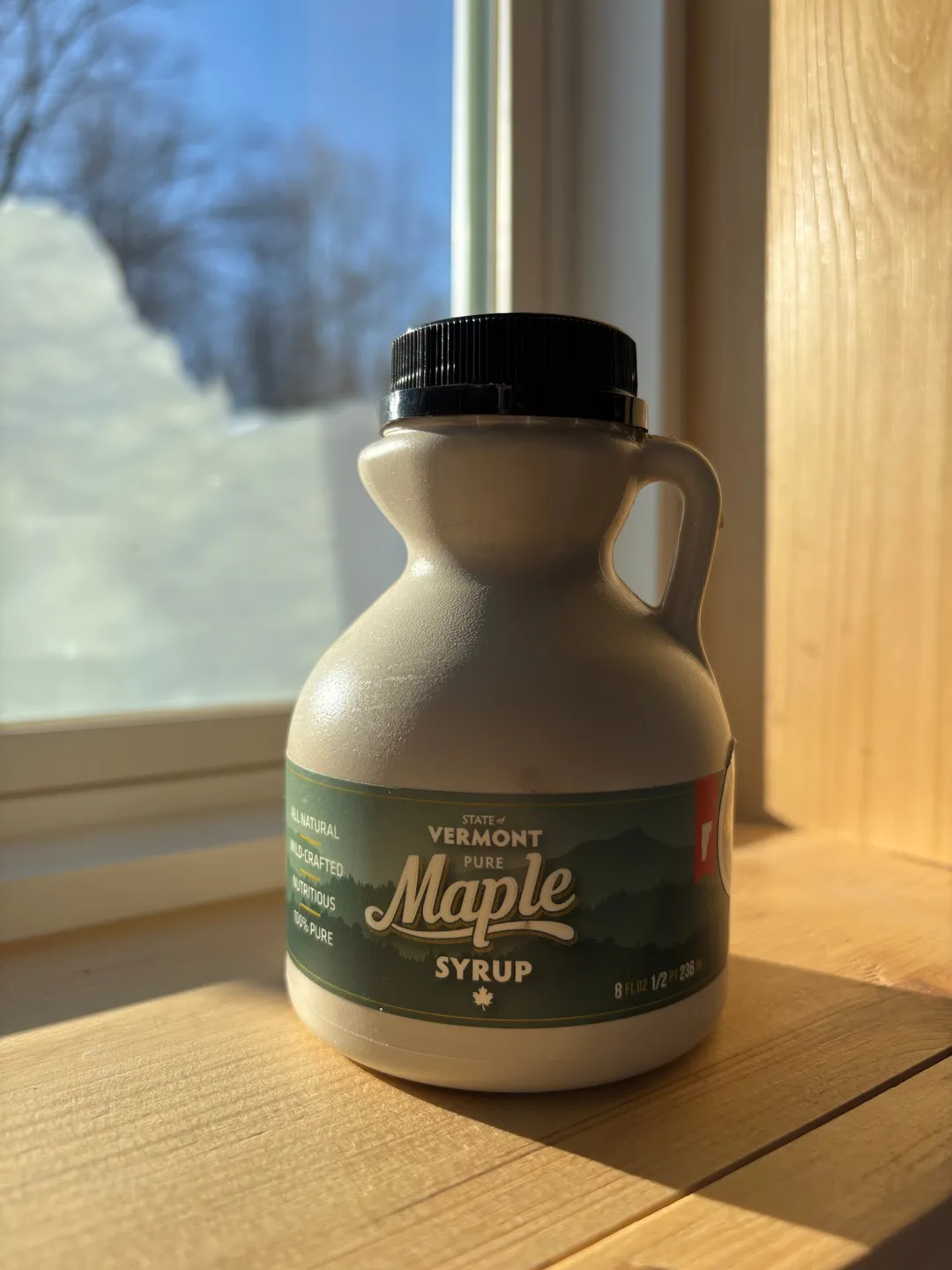 100% Pure Organic Vermont Maple Syrup - 1/2 Pint Jug