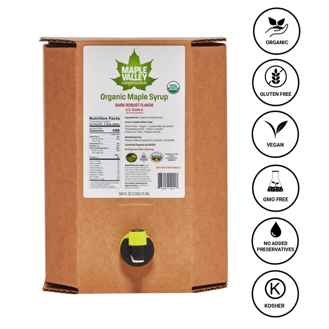 Maple Syrup Organic Amber & Rich 3 Gallon Bag in Box