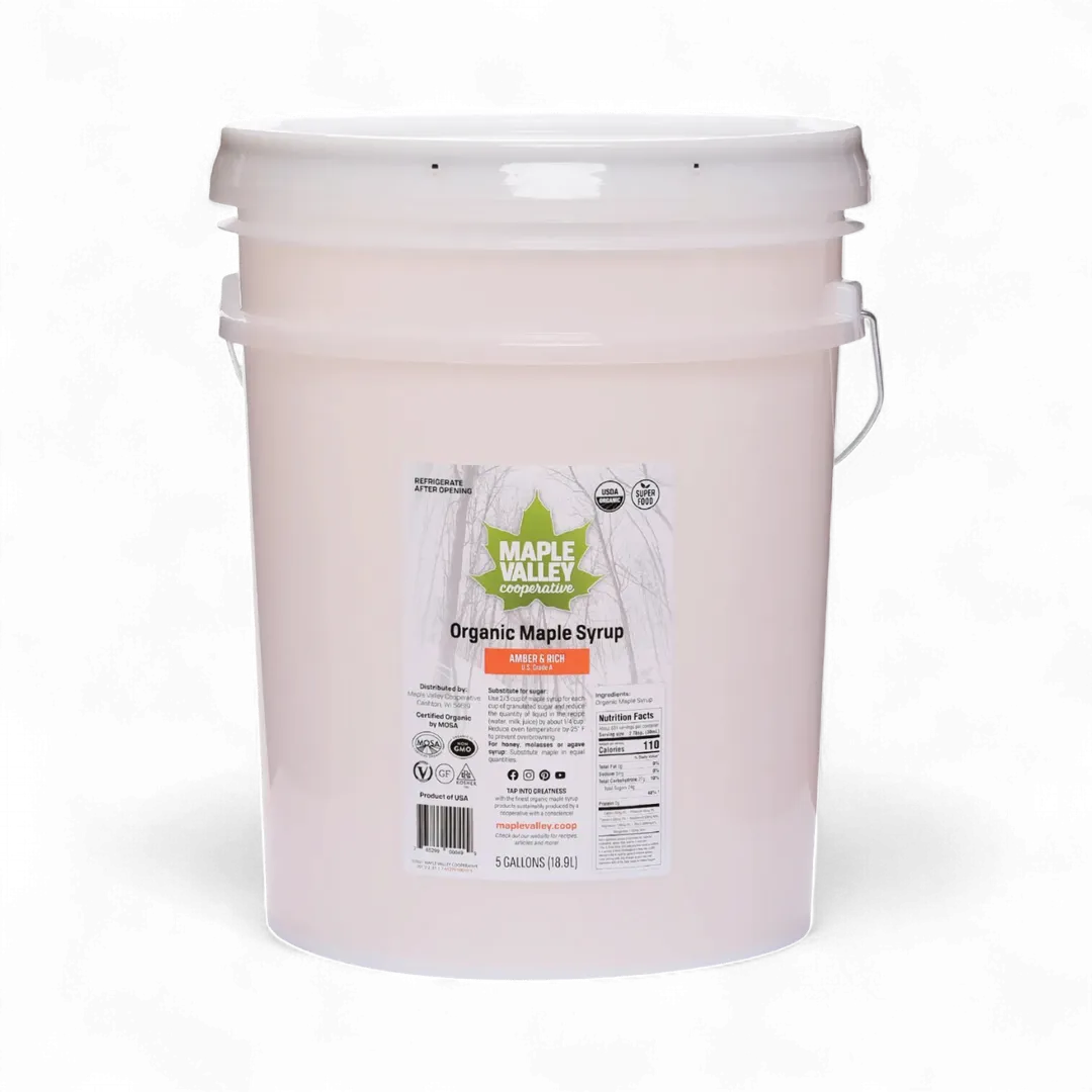 Maple Syrup Organic Amber & Rich 5 Gallon Pail