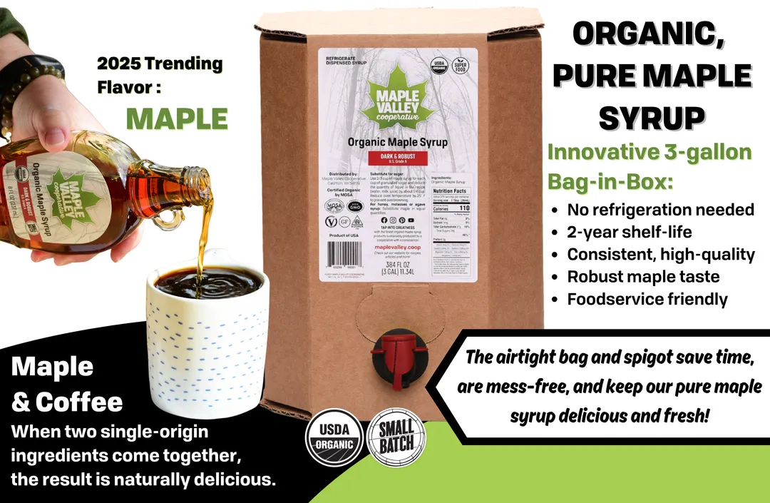 Maple Syrup Organic Dark & Robust 3 Gallon Bag in Box