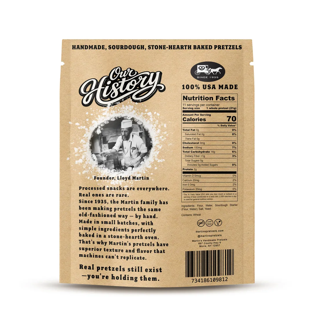 Handmade Sourdough Pretzels, Salted – 10, 8oz bags