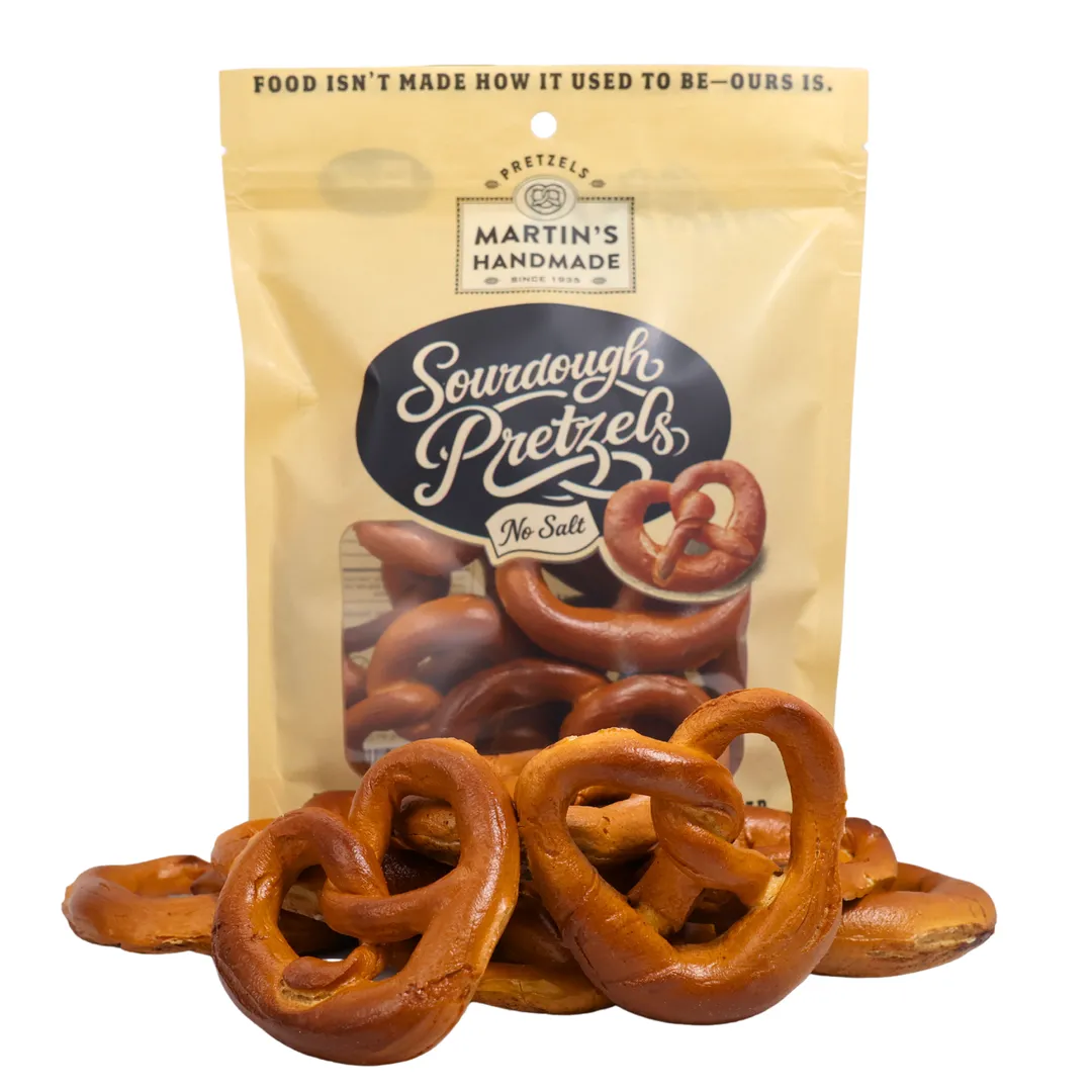 Handmade Sourdough Pretzels, No Salt – 10, 8oz bags