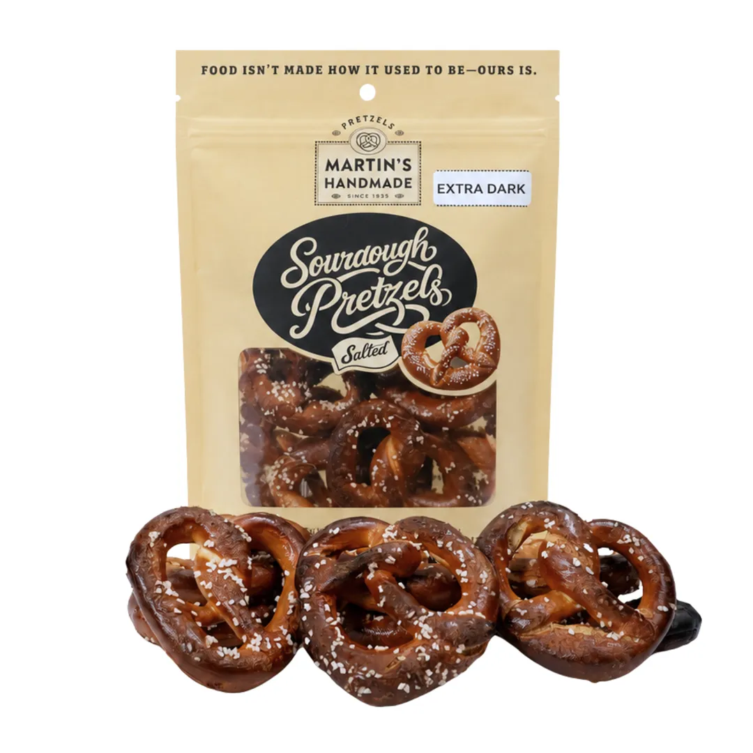 Handmade Sourdough Pretzels, Extra Dark - 10, 8oz bags