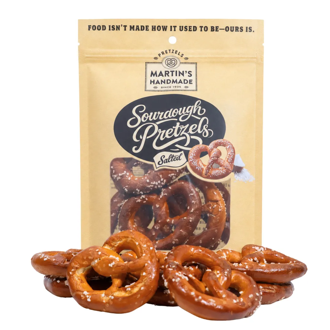 Handmade Sourdough Pretzels, Salted – 10, 8oz bags
