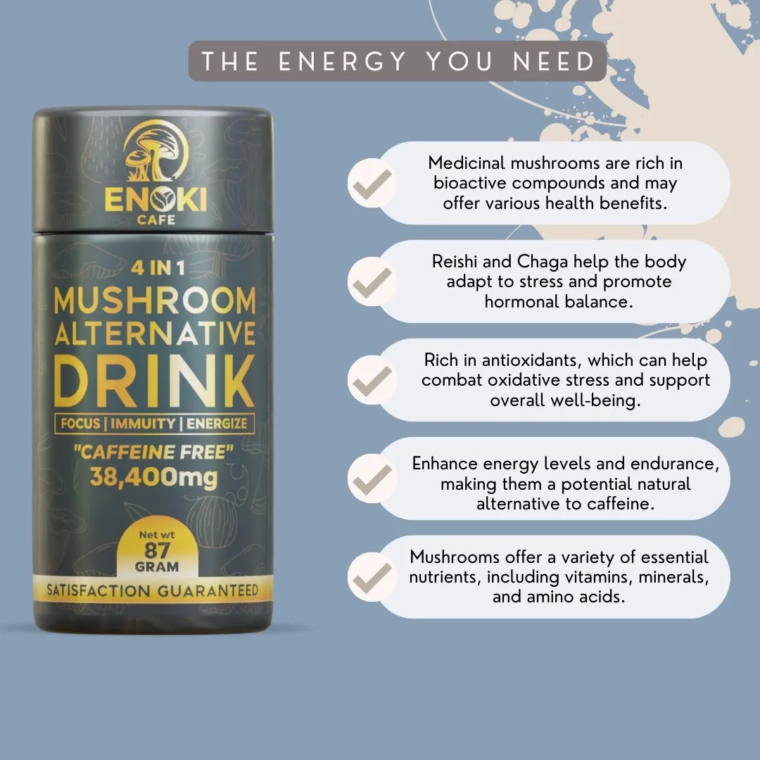 4 in 1 Mushroom Alternative Drink | Caffeine Free (16oz)