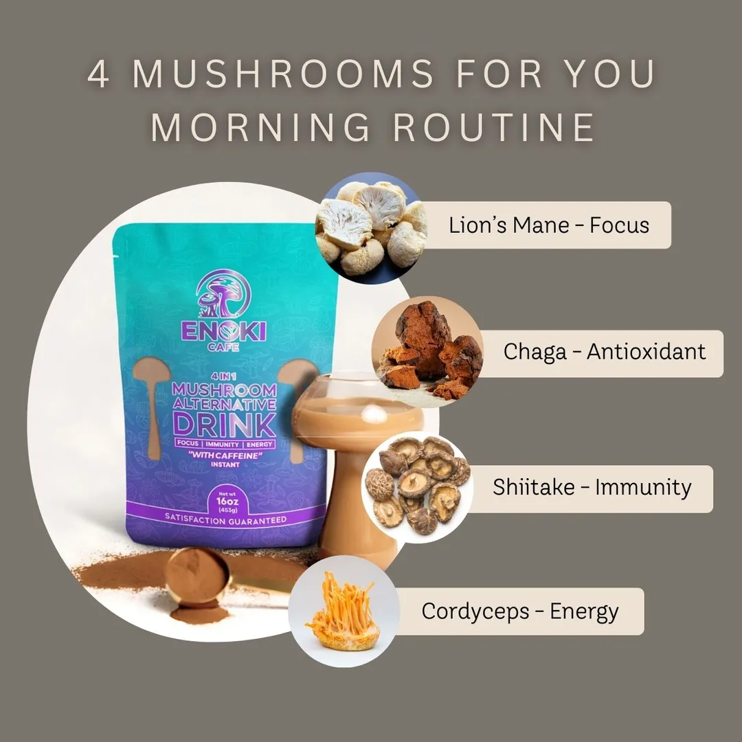 4 in 1 Mushroom Alternative Drink - With Caffeine (16oz)