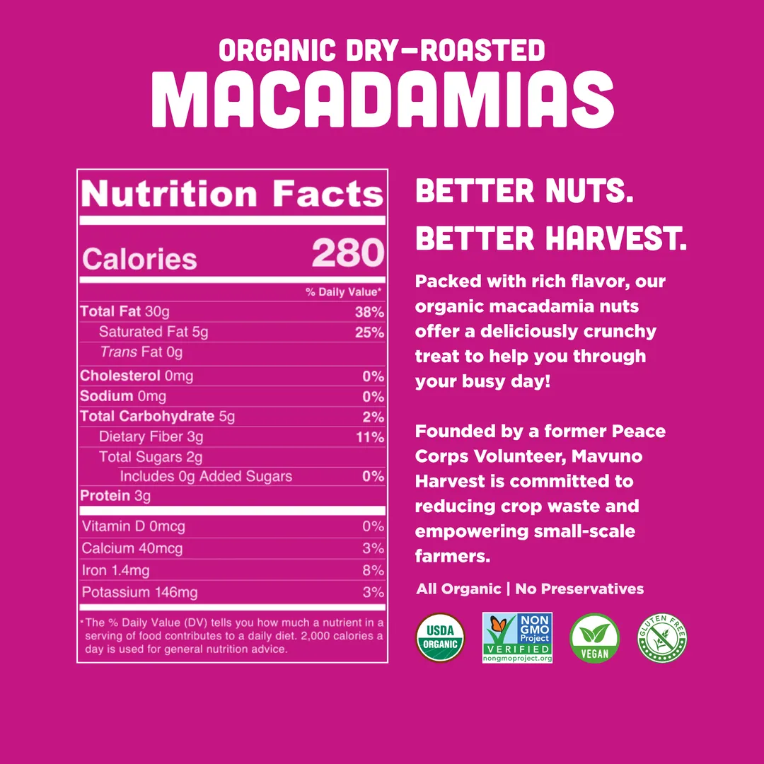 Organic Dry Roasted Macadamias - 1 lb