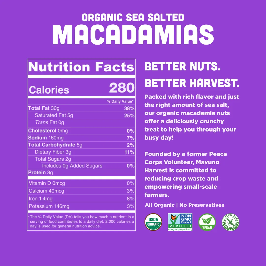 Organic Dry Roasted Macadamias with Sea Salt - 1 lb
