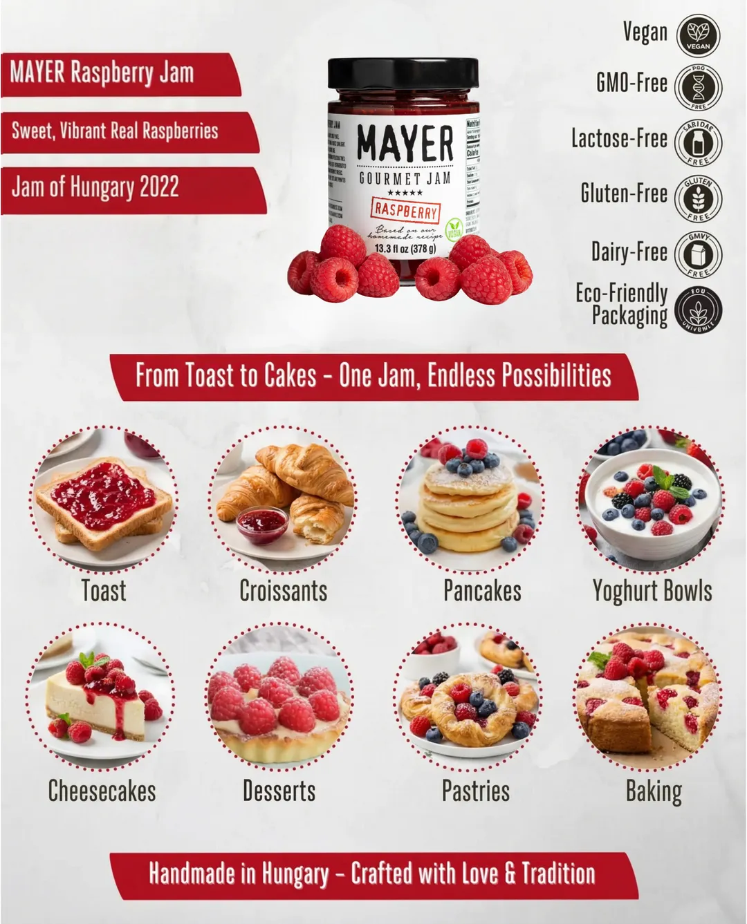 Mayer Premium Hungarian Raspberry Jam (378 g)