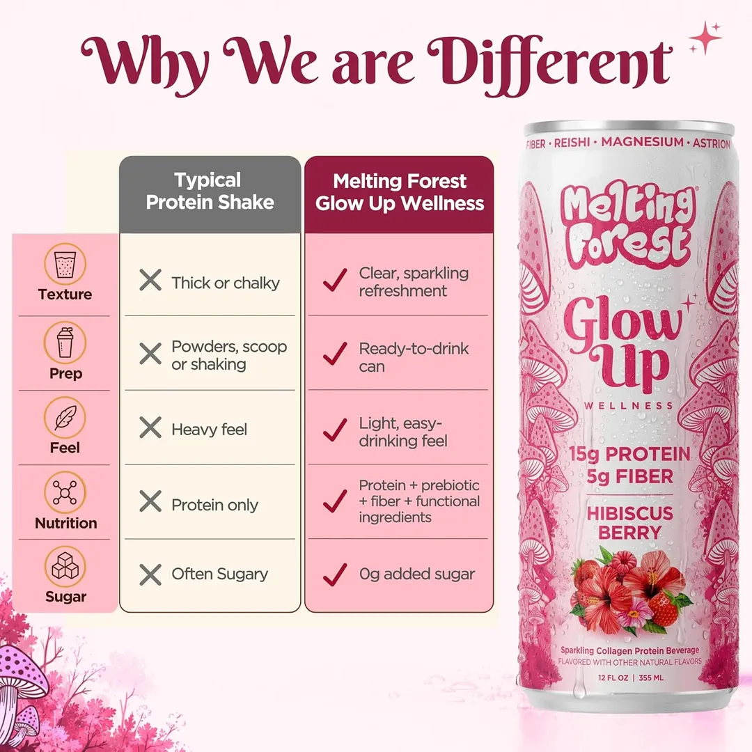 Melting Forest Glow Up Sparkling Collagen Protein – Hibiscus Berry